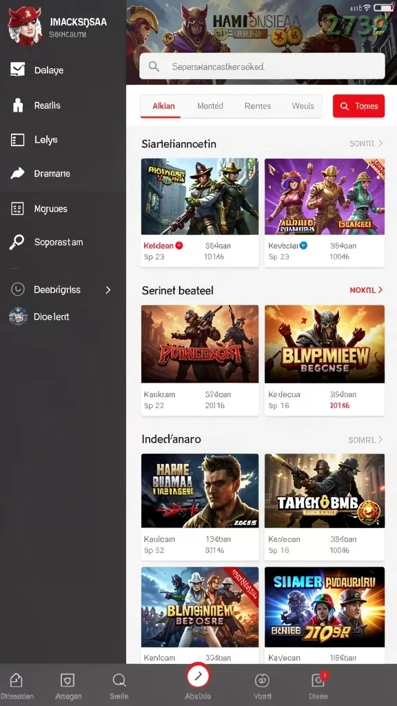 Cuplikan layar PPRRYY — menu navigasi